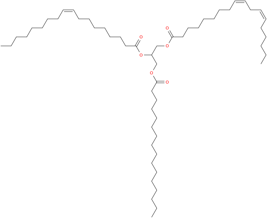 1-PALMITOYL-2-OLEOYL-3-LINOLEOYL-RAC-GLYCEROL molecular structure