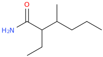 2-ethyl-3-methyl-hexanamide molecular structure
