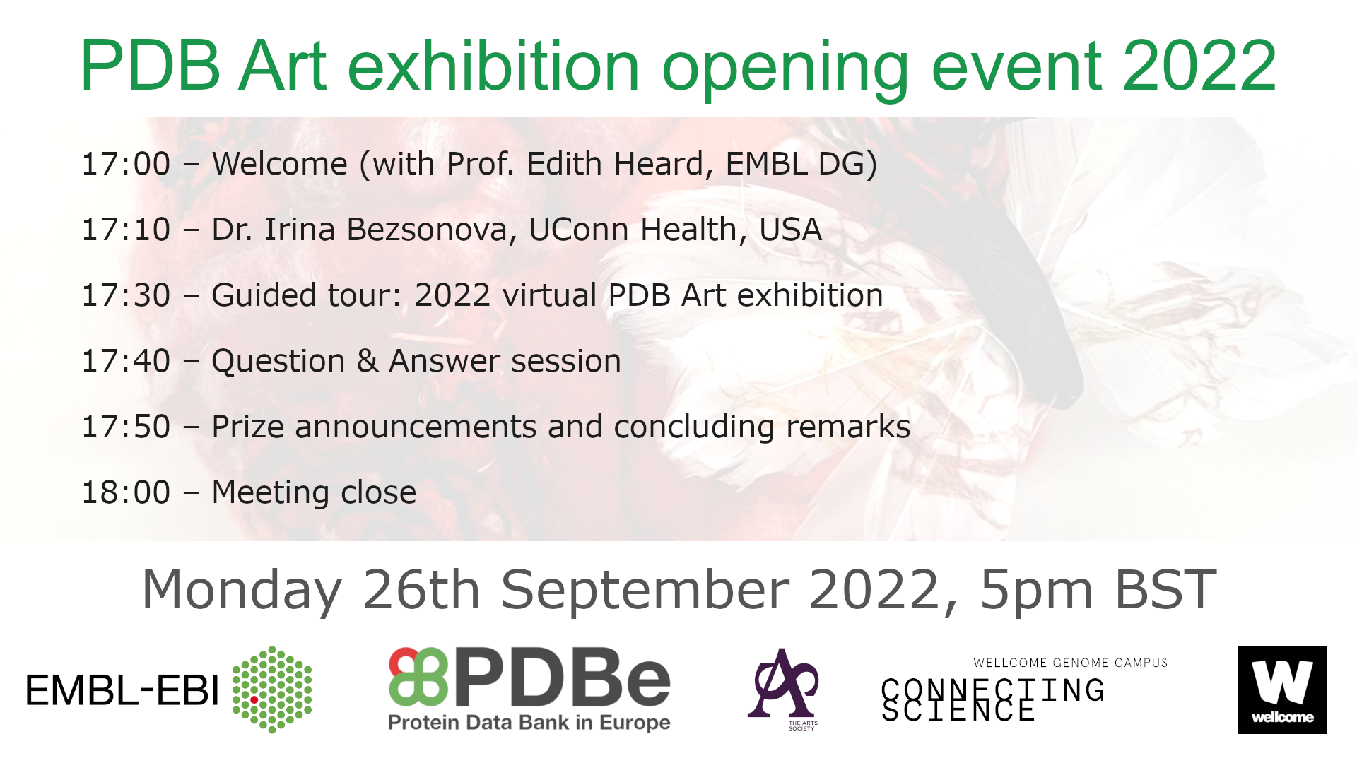 Image detailed the event programme for the PDB Art opening event