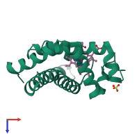 PDB entry 102m coloured by chain, top view.