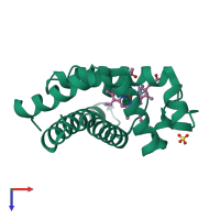 PDB entry 103m coloured by chain, top view.