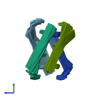 PDB entry 105d coloured by chain, ensemble of 8 models, side view.