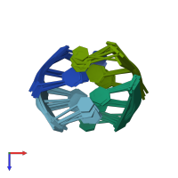 PDB entry 105d coloured by chain, ensemble of 8 models, top view.