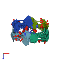 PDB entry 106d coloured by chain, ensemble of 8 models, top view.