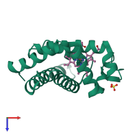 PDB entry 106m coloured by chain, top view.