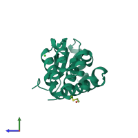 PDB entry 107l coloured by chain, side view.