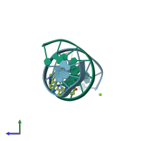 PDB entry 109d coloured by chain, side view.