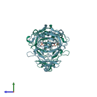 PDB entry 117e coloured by chain, side view.