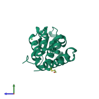 PDB entry 118l coloured by chain, side view.