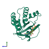 PDB entry 121p coloured by chain, side view.