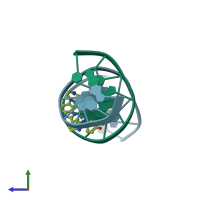 PDB entry 127d coloured by chain, side view.
