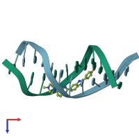 PDB entry 127d coloured by chain, top view.