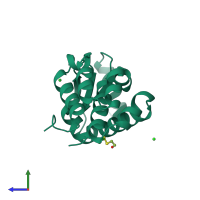 PDB entry 127l coloured by chain, side view.