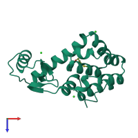 PDB entry 127l coloured by chain, top view.