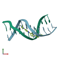 PDB entry 129d coloured by chain, front view.