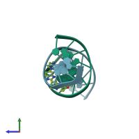 PDB entry 129d coloured by chain, side view.