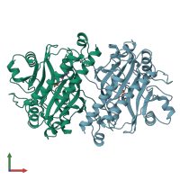 PDB entry 12as coloured by chain, front view.