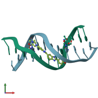PDB entry 130d coloured by chain, front view.