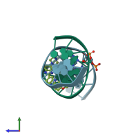 PDB entry 130d coloured by chain, side view.