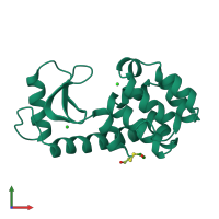 PDB entry 130l coloured by chain, front view.