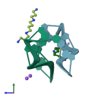 PDB entry 131d coloured by chain, side view.