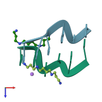 PDB entry 131d coloured by chain, top view.