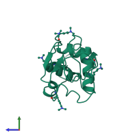 PDB entry 132l coloured by chain, side view.