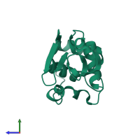 PDB entry 134l coloured by chain, side view.
