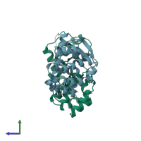 PDB entry 137l coloured by chain, side view.