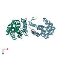 PDB entry 137l coloured by chain, top view.