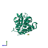 PDB entry 138l coloured by chain, side view.