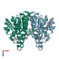 PDB entry 13gs coloured by chain, top view.