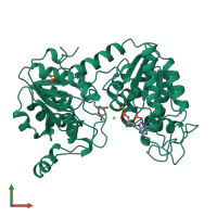Monomeric assembly 1 of PDB entry 13pk coloured by chemically distinct molecules, front view.