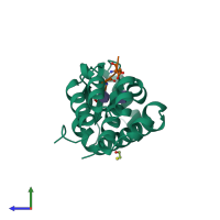 PDB entry 148l coloured by chain, side view.