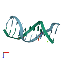 PDB entry 150d coloured by chain, top view.