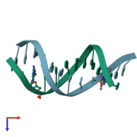 PDB entry 153d coloured by chain, top view.