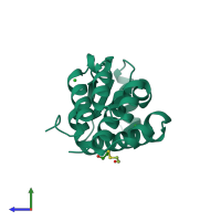 PDB entry 157l coloured by chain, side view.