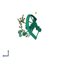 PDB entry 159d coloured by chain, side view.