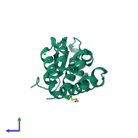 PDB entry 163l coloured by chain, side view.