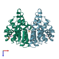 PDB entry 16gs coloured by chain, top view.