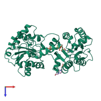 PDB entry 16pk coloured by chain, top view.
