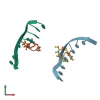 PDB entry 173d coloured by chain, front view.