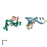PDB entry 173d coloured by chain, top view.
