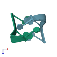 PDB entry 179d coloured by chain, ensemble of 6 models, top view.
