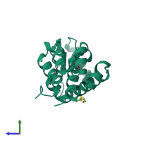 PDB entry 184l coloured by chain, side view.