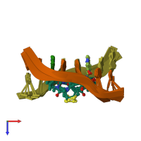 PDB entry 185d coloured by chain, ensemble of 5 models, top view.