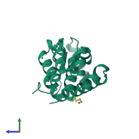 PDB entry 185l coloured by chain, side view.