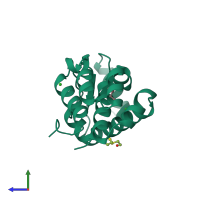 PDB entry 186l coloured by chain, side view.