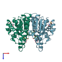 PDB entry 18gs coloured by chain, top view.