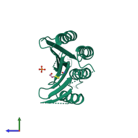 PDB entry 1914 coloured by chain, side view.